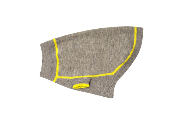 Contrast Trim Cashmere Sweater in Dove & Lemon