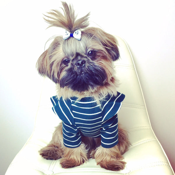 Frill Sleeve Tee in Blue