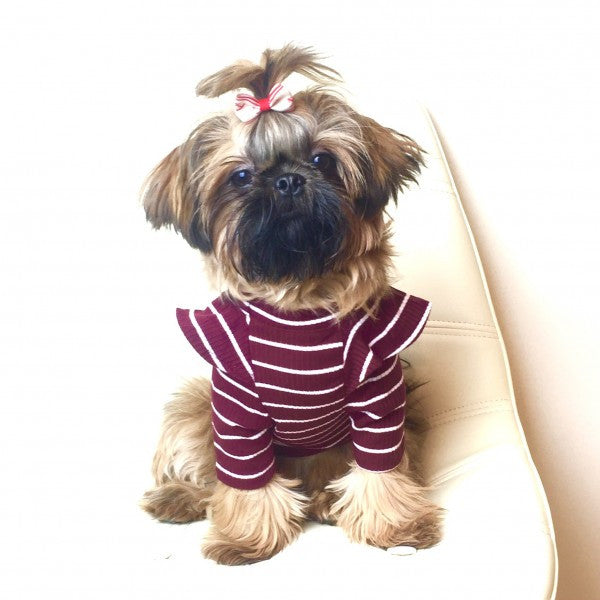 Frill Sleeve Tee in Burgundy