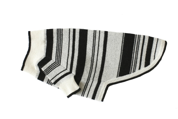 Multi-Stripe Cashmere Sweater in Ivory/Black