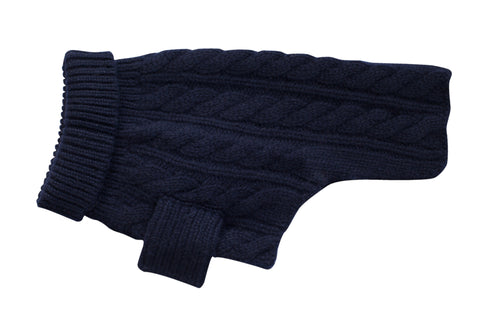 Kora Cable Knit Cashmere Sweater in Navy