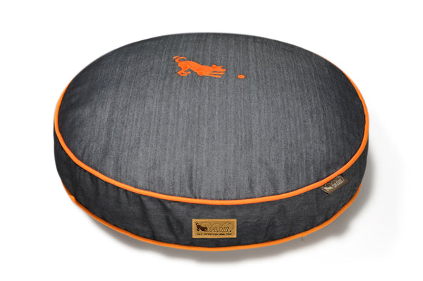Urban Denim Round Bed - Medieval Blue/Mandarin