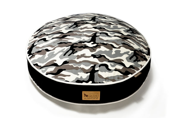 Camouflage Round Bed - White Camo