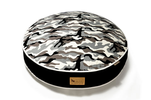 Camouflage Round Bed - White Camo