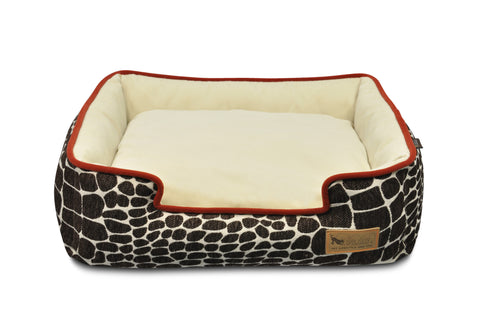 Kalahari Lounge Bed - Brown Giraffe/Sangria