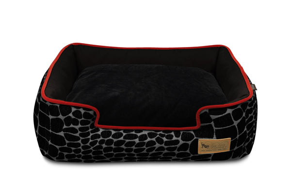 Kalahari Lounge Bed - Black Giraffe/Sangria