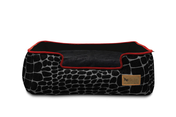 Kalahari Lounge Bed - Black Giraffe/Sangria